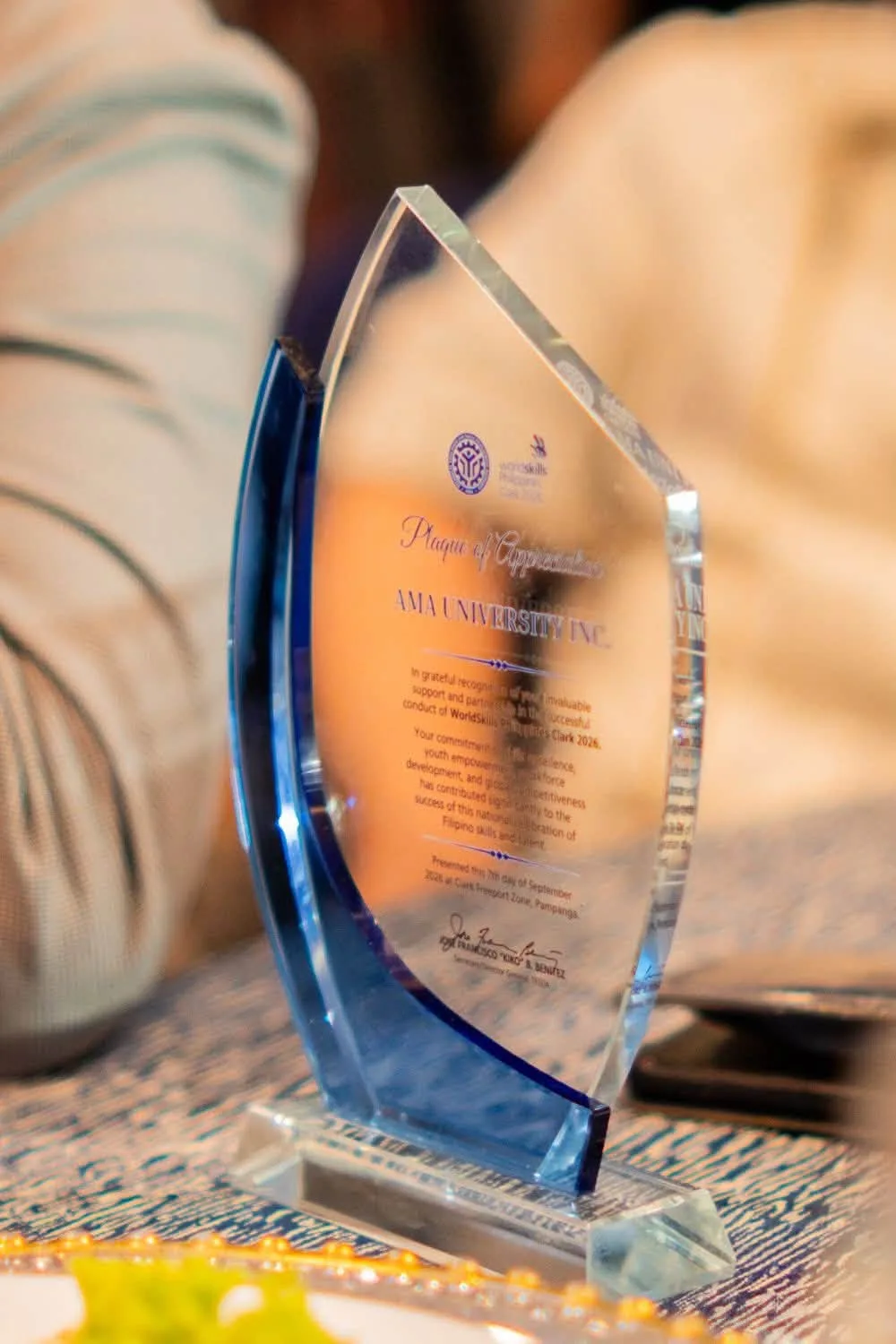 AMA University receives a Plaque of Appreciation at the WorldSkills Philippines Festival of Technologies Clark 2025